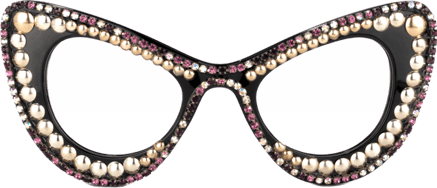 April - Glitter Black/Gold Cat Eye Glasses